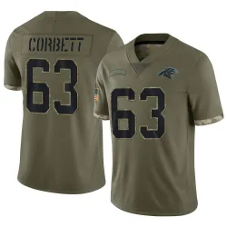 Men's Austin Corbett Carolina Panthers No.63 Limited 2022 Salute To Service Jersey - Olive