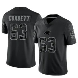 Men's Austin Corbett Carolina Panthers No.63 Limited Reflective Jersey - Black