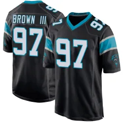 Men's Bobby Brown III Carolina Panthers No.97 Game Team Color Jersey - Black