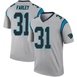 Men's Caleb Farley Carolina Panthers No.31 Legend Inverted Silver Jersey