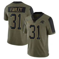 Men's Caleb Farley Carolina Panthers No.31 Limited 2021 Salute To Service Jersey - Olive