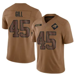 Men's Cam Gill Carolina Panthers No.45 Limited 2023 Salute To Service Jersey - Brown