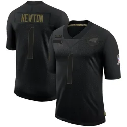 Men's Cam Newton Carolina Panthers No.1 Limited 2020 Salute To Service Jersey - Black