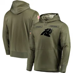 Men's Carolina Panthers No. 2018 Salute to Service Sideline Therma Performance Pullover Hoodie - Olive