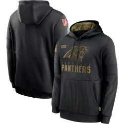 Men's Carolina Panthers No. 2020 Salute to Service Sideline Performance Pullover Hoodie - Black