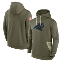 Men's Carolina Panthers No. 2022 Salute to Service Therma Performance Pullover Hoodie - Olive