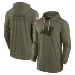 Men's Carolina Panthers No. 2022 Salute to Service Tonal Pullover Hoodie - Olive