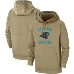Men's Carolina Panthers No. Tan 2019 Salute to Service Sideline Therma Pullover Hoodie