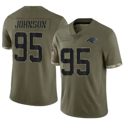 Men's Charles Johnson Carolina Panthers No.95 Limited 2022 Salute To Service Jersey - Olive
