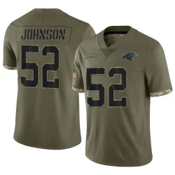 Men's DJ Johnson Carolina Panthers No.52 Limited 2022 Salute To Service Jersey - Olive