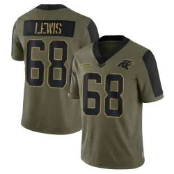 Men's Damien Lewis Carolina Panthers No.68 Limited 2021 Salute To Service Jersey - Olive