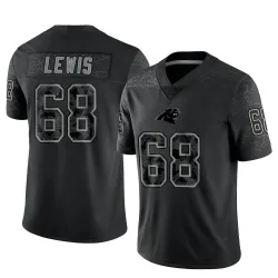 Men's Damien Lewis Carolina Panthers No.68 Limited Reflective Jersey - Black