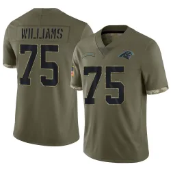 Men's DeShawn Williams Carolina Panthers No.75 Limited 2022 Salute To Service Jersey - Olive