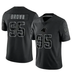 Men's Derrick Brown Carolina Panthers No.95 Limited Reflective Jersey - Black