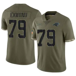 Men's Ikem Ekwonu Carolina Panthers No.79 Limited 2022 Salute To Service Jersey - Olive