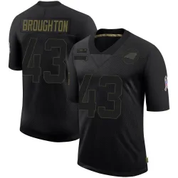 Men's JaTravis Broughton Carolina Panthers No.43 Limited 2020 Salute To Service Jersey - Black