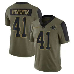 Men's Jacoby Windmon Carolina Panthers No.41 Limited 2021 Salute To Service Jersey - Olive