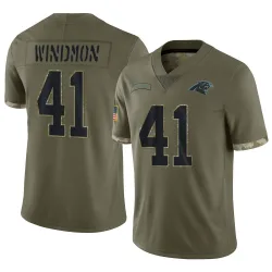 Men's Jacoby Windmon Carolina Panthers No.41 Limited 2022 Salute To Service Jersey - Olive