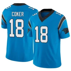 Men's Jalen Coker Carolina Panthers No.18 Limited Vapor F.U.S.E. Jersey - Blue
