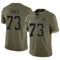 Men's Michael Oher Carolina Panthers No.73 Limited 2022 Salute To Service Jersey - Olive