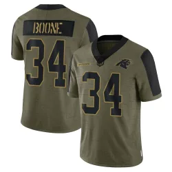 Men's Mike Boone Carolina Panthers No.34 Limited 2021 Salute To Service Jersey - Olive