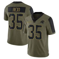 Men's Mike Reid Carolina Panthers No.35 Limited 2021 Salute To Service Jersey - Olive