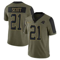 Men's Nick Scott Carolina Panthers No.21 Limited 2021 Salute To Service Jersey - Olive
