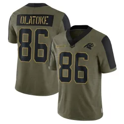 Men's Praise Olatoke Carolina Panthers No.86 Limited 2021 Salute To Service Jersey - Olive