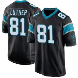 Men's T.J. Luther Carolina Panthers No.81 Game Team Color Jersey - Black