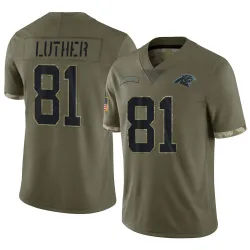 Men's T.J. Luther Carolina Panthers No.81 Limited 2022 Salute To Service Jersey - Olive