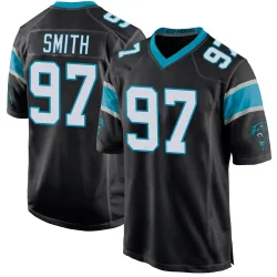 Men's T.J. Smith Carolina Panthers No.97 Game Team Color Jersey - Black