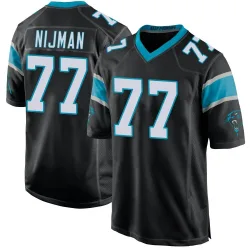Men's Yosh Nijman Carolina Panthers No.77 Game Team Color Jersey - Black
