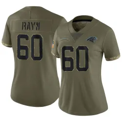 Women's Andrew Raym Carolina Panthers No.60 Limited 2022 Salute To Service Jersey - Olive