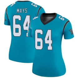 Women's Cade Mays Carolina Panthers No.64 Legend Color Rush Jersey - Blue
