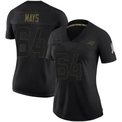 Women's Cade Mays Carolina Panthers No.64 Limited 2020 Salute To Service Jersey - Black