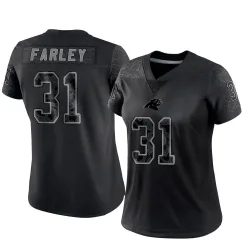 Women's Caleb Farley Carolina Panthers No.31 Limited Reflective Jersey - Black