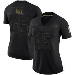Women's Cam Gill Carolina Panthers No.45 Limited 2020 Salute To Service Jersey - Black
