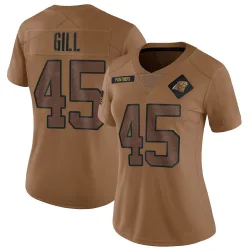 Women's Cam Gill Carolina Panthers No.45 Limited 2023 Salute To Service Jersey - Brown