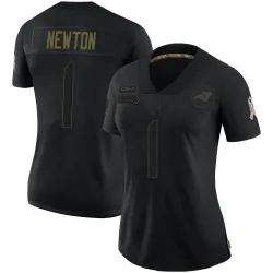 Women's Cam Newton Carolina Panthers No.1 Limited 2020 Salute To Service Jersey - Black