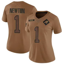 Women's Cam Newton Carolina Panthers No.1 Limited 2023 Salute To Service Jersey - Brown