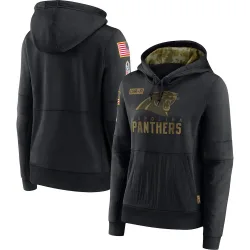 Women's Carolina Panthers No. 2020 Salute to Service Performance Pullover Hoodie - Black