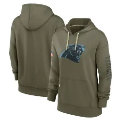 Women's Carolina Panthers No. 2022 Salute to Service Performance Pullover Hoodie - Olive