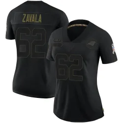 Women's Chandler Zavala Carolina Panthers No.62 Limited 2020 Salute To Service Jersey - Black