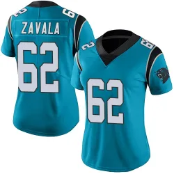 Women's Chandler Zavala Carolina Panthers No.62 Limited Alternate Vapor Untouchable Jersey - Blue