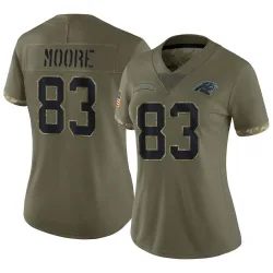 Women's David Moore Carolina Panthers No.83 Limited 2022 Salute To Service Jersey - Olive