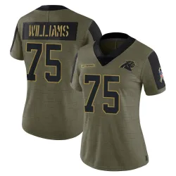 Women's DeShawn Williams Carolina Panthers No.75 Limited 2021 Salute To Service Jersey - Olive