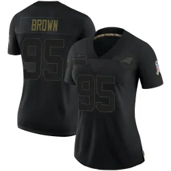 Women's Derrick Brown Carolina Panthers No.95 Limited 2020 Salute To Service Jersey - Black