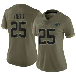 Women's Eric Reid Carolina Panthers No.25 Limited 2022 Salute To Service Jersey - Olive