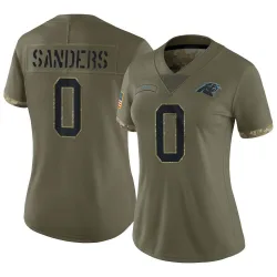 Women's Ja'Tavion Sanders Carolina Panthers No.0 Limited 2022 Salute To Service Jersey - Olive