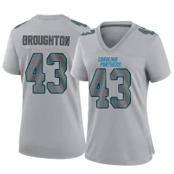 Women's JaTravis Broughton Carolina Panthers No.43 Game Atmosphere Fashion Jersey - Gray